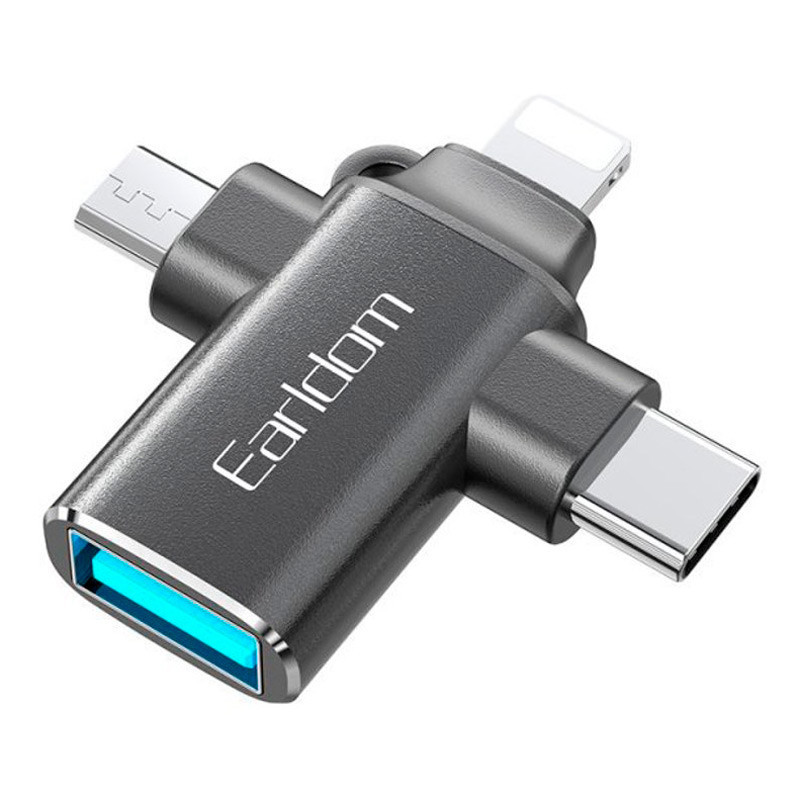 تبدیل USB3.0 OTG به میکرو یو اس بی / تایپ سی / لایتنینگ ارلدام ET-OT80
