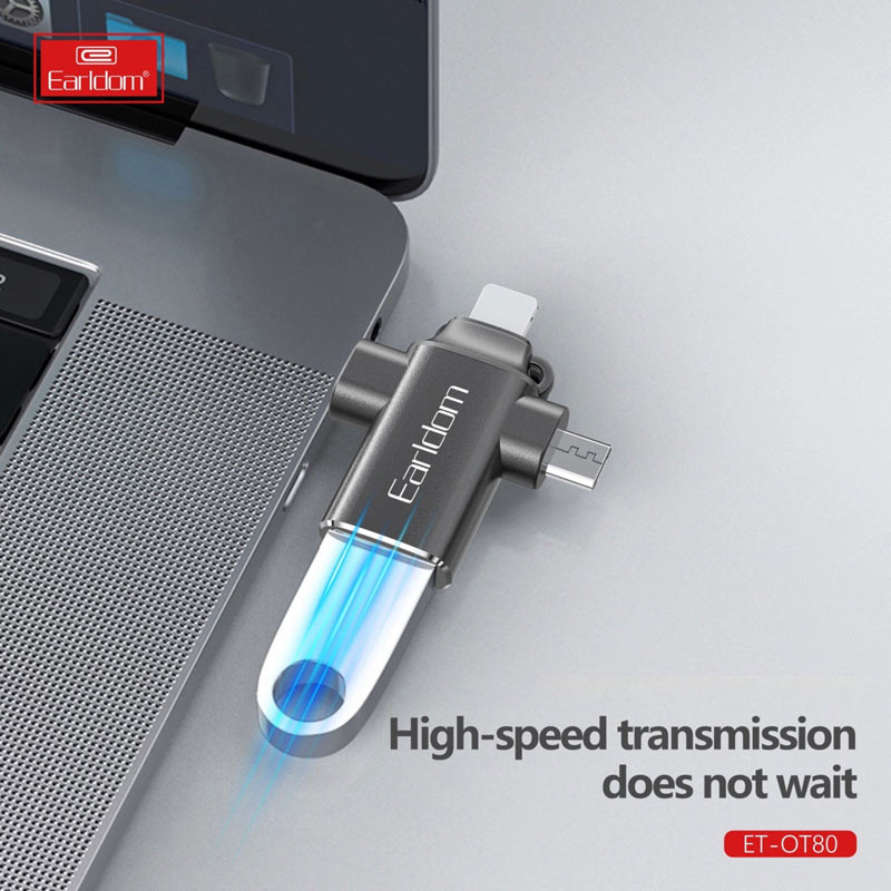 تبدیل USB3.0 OTG به میکرو یو اس بی / تایپ سی / لایتنینگ ارلدام ET-OT80 - Image 6