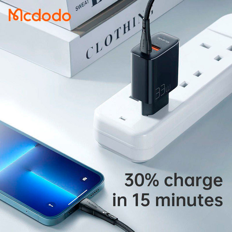 شارژر دیواری فست شارژ Mcdodo CH-0922 3A QC4.0 PD3.0 33W + کابل دوسر تایپ سی - Image 7