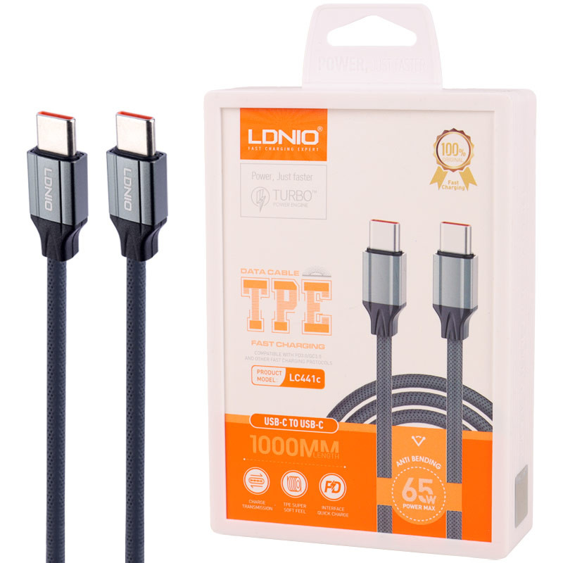 کابل دو سر تایپ سی فست شارژ 65 وات الدینیو LC441C طول 1 متر