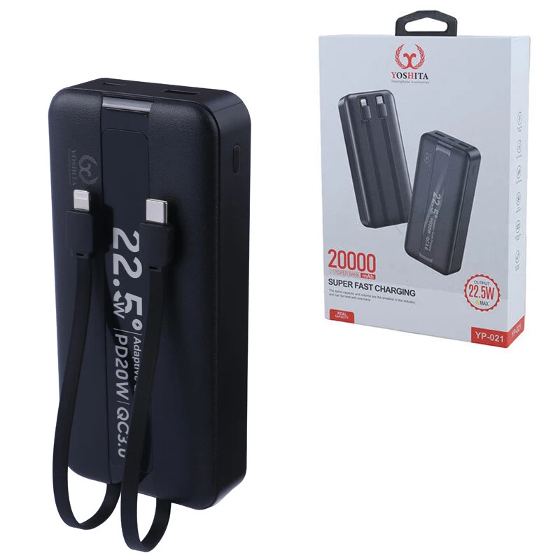 پاور بانک فست شارژ یوشیتا YP-021 QC3.0 PD 22.5W ظرفیت 20000 میلی آمپر ساعت