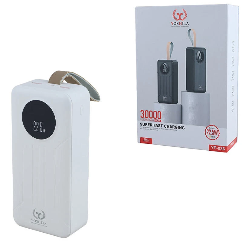 پاور بانک فست شارژ یوشیتا YP-036 QC3.0 PD 22.5W ظرفیت 30000 میلیآمپر ساعت